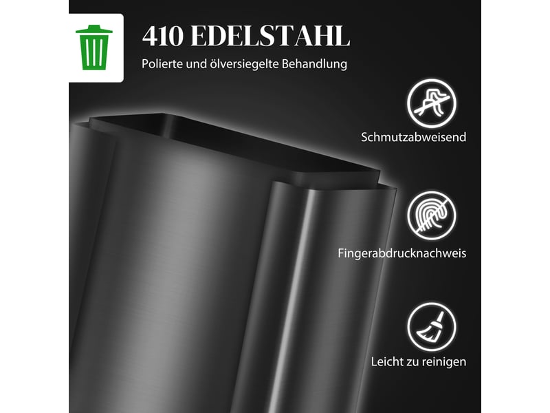 Poubelle à pédale de tri sélectif 2x30l en acier inoxydable noir 47,7x37,5x66,8 cm  - Conforama E