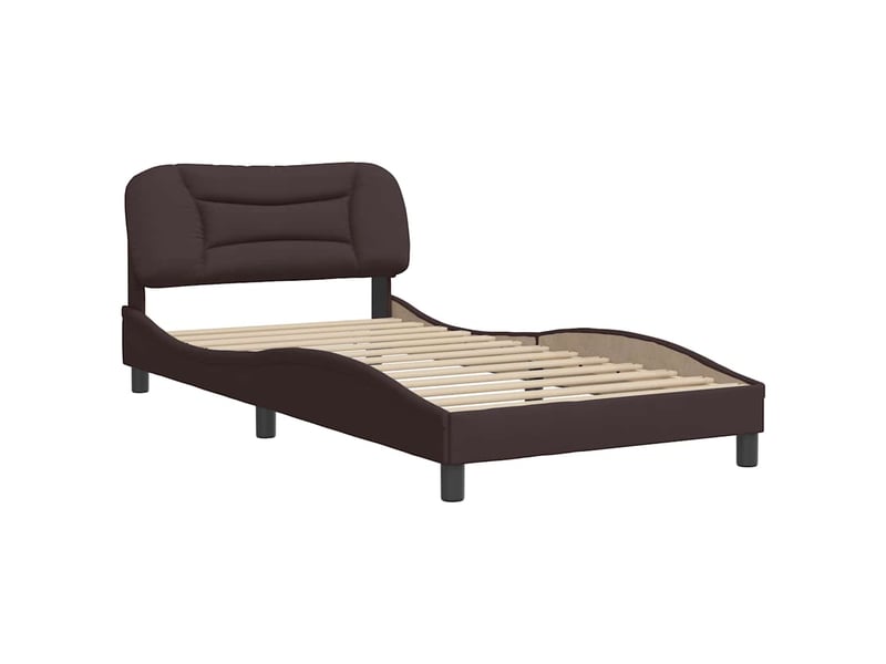  Lit simple- lit adulte -  cadre de lit sans matelas hvar marron foncé 100x200 cm tissu  - Conforama B