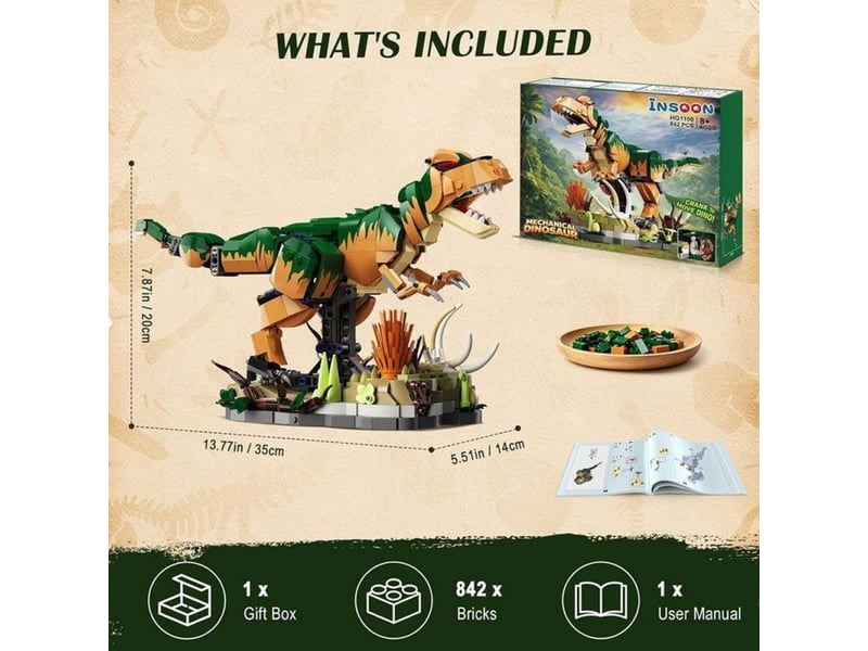  Kit dinosaure mecanique 842 pieces avec engrenages anime 151498_AADGV78878_6_DROPFR - Conforama B