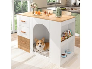 Îlot de cuisine 120x60x90 cm 3 tiroirs mdf blanc et aspect bois