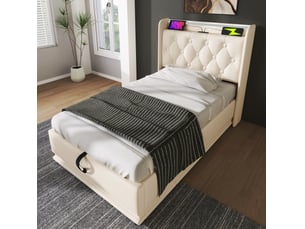 Lit avec rangement 90x200 cm <strong>MODENVIE</strong>  <strong></strong> coloris blanc