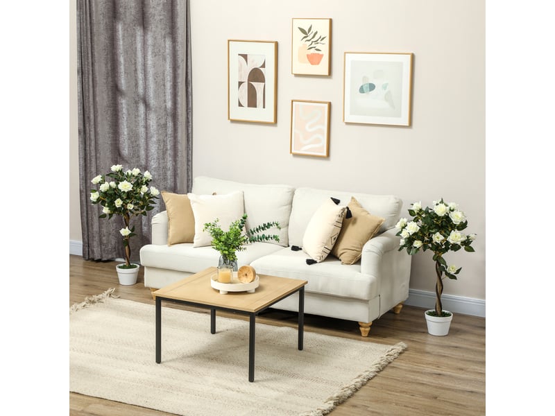  Rosier artificiel à 21 fleurs dans un pot rempli de ciment et de mousse, ø18 x 90 cm, blanc  - Conforama D