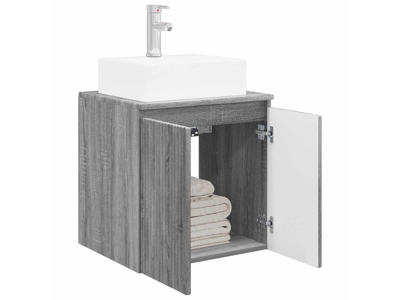 Vanité de lavabo mural, meuble de rangement sonoma gris 49.5x41x62.5 cm shl3359 - Conforama C