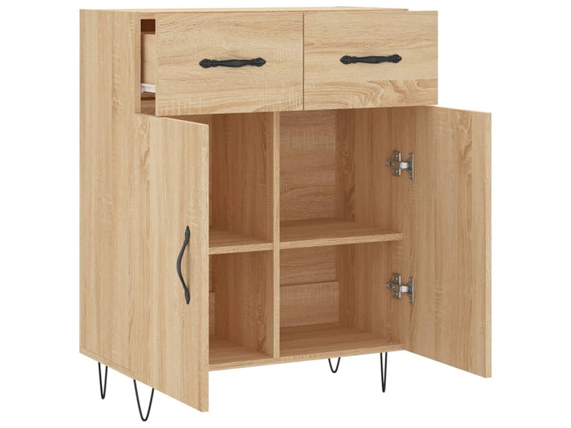  Buffet - bahut - meuble de rangement chêne sonoma 69,5x34x90 cm bois d'ingénierie  - Conforama E