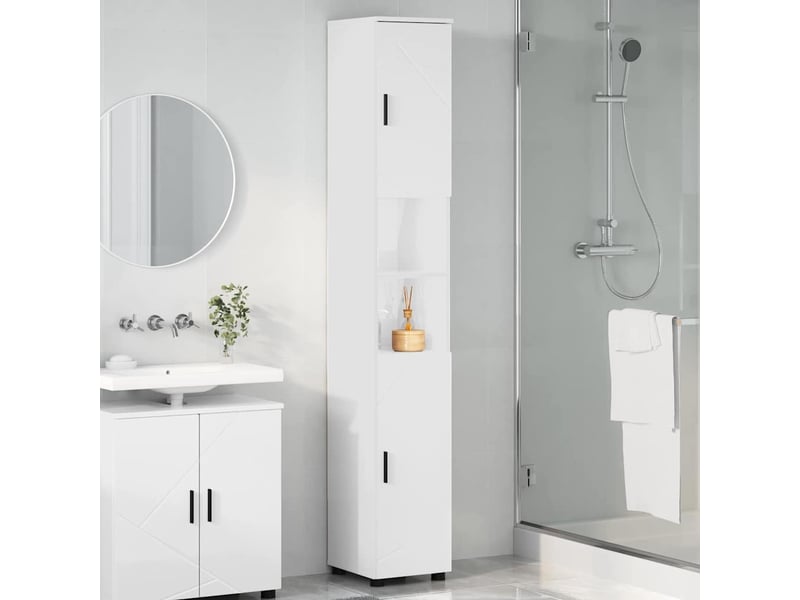 Cabinet de salle de bain, armoire salle de bain blanc brillant 30 x 35 x 192 cm cf65244 - Conforama D