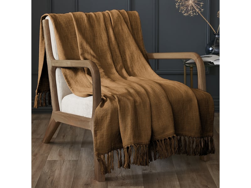  Plaid 130x160 cm coton camel PD21831 - Conforama B