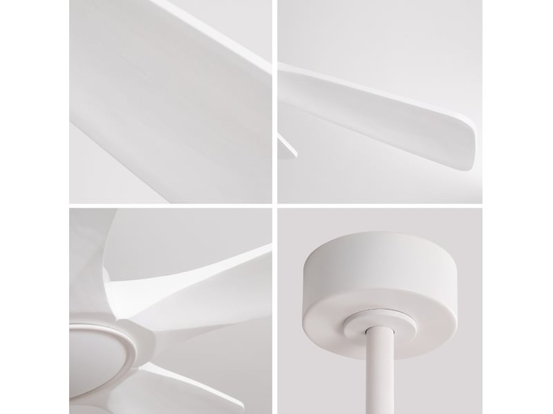  Ventilateur de plafond led 106x106x34,5 cm 3 pales bois et métal blanc  - Conforama D