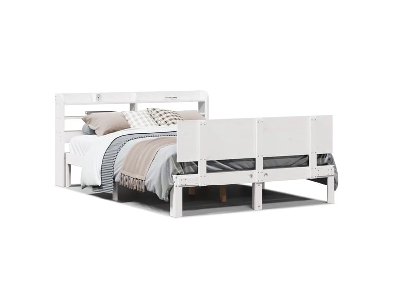  Lit double- lit adulte -  cadre de lit avec tête de lit sans matelas blanc 150x200 cm  - Conforama A