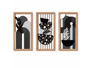 Ensemble de 3 tableaux abstraits bohèmes – décoration murale – décoration murale en bois (20 x 40 cm, environ 0,5 cm d'épaisseur)