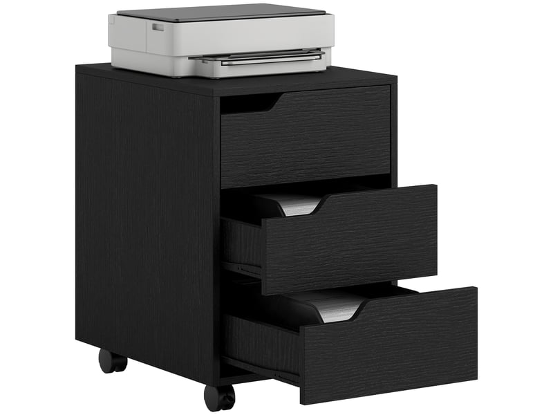  Caisson de bureau à roulettes, 3 tiroirs, meuble de bureaud'étude, 40 x 50 x 57,5 cm, noir  - Conforama A