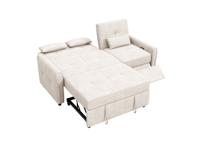  Canapé convertible 3 places 176 cm en chenille beige, dossier 3 positions, assise extensible et repose-jambes Fay Lum - Conforama D