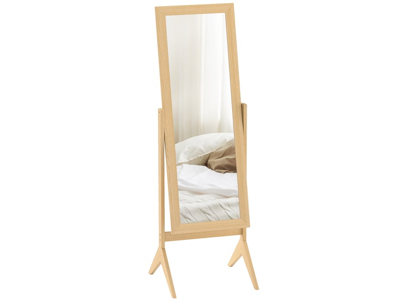  Miroir en pied grand miroir de sol inclinaison réglable pour dressing chambre 47 x 46 x 148 cm en chêne  - Conforama A
