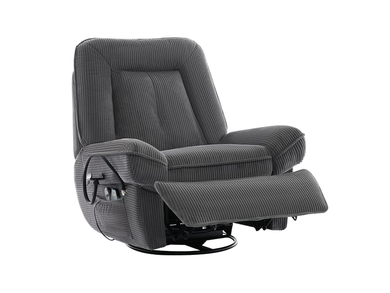  Fauteuil relax électrique massant chauffant pivotant 360° en velours côtelé gris  - Conforama A