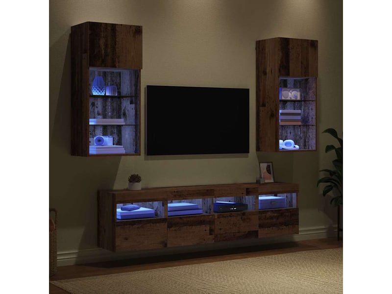  Unités murales tv avec led 5 pcs bois ancien bois d'ingénierie shl76347  - Conforama E