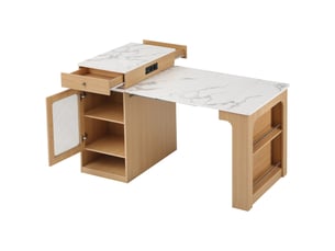 Îlot de cuisine sur roulettes table extensible 80 x 71-151 cm multiprise tiroir chêne naturel