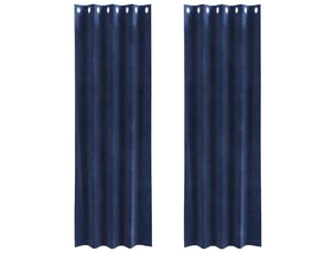 Lot de 2 rideaux, rideaux de fenêtre bleu foncé 140 x 245 cm velours cf43995