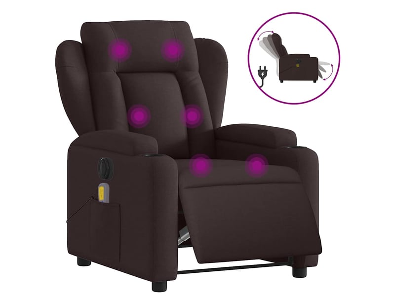  Fauteuil de massage inclinable électrique, fauteuil relax marron foncé tissu shl42414  - Conforama A