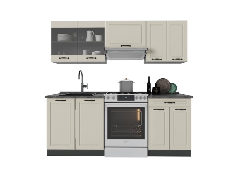  Vicco cuisine, sable campagneanthracite, 200cm sans plan de travail  - Conforama E