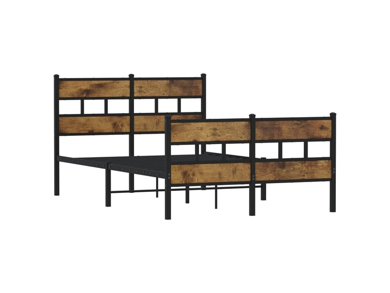  Lit double- lit adulte -  cadre de lit en métal sans matelas chêne fumé 120x190 cm  - Conforama B