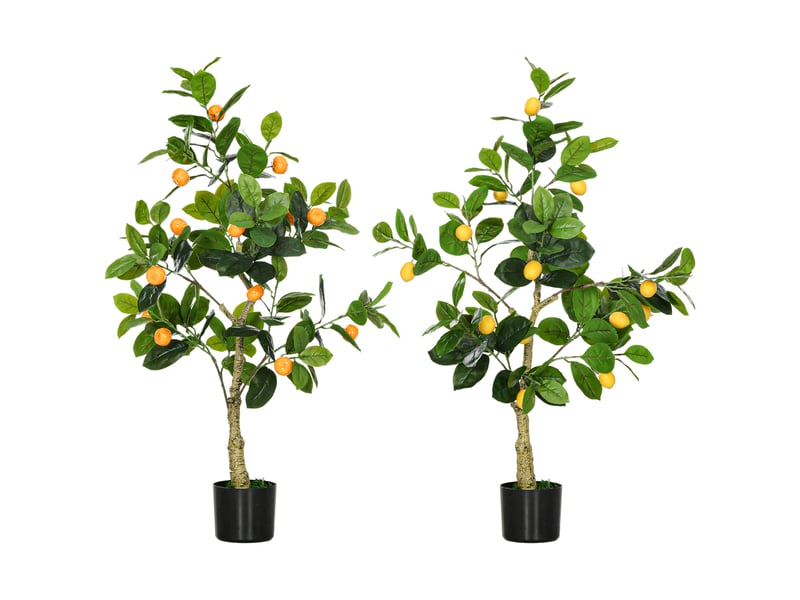  Lot de 2 plants artificiels de citron et d'orange, 120 cm de haut, pour l'intérieur, avec pot.  - Conforama B