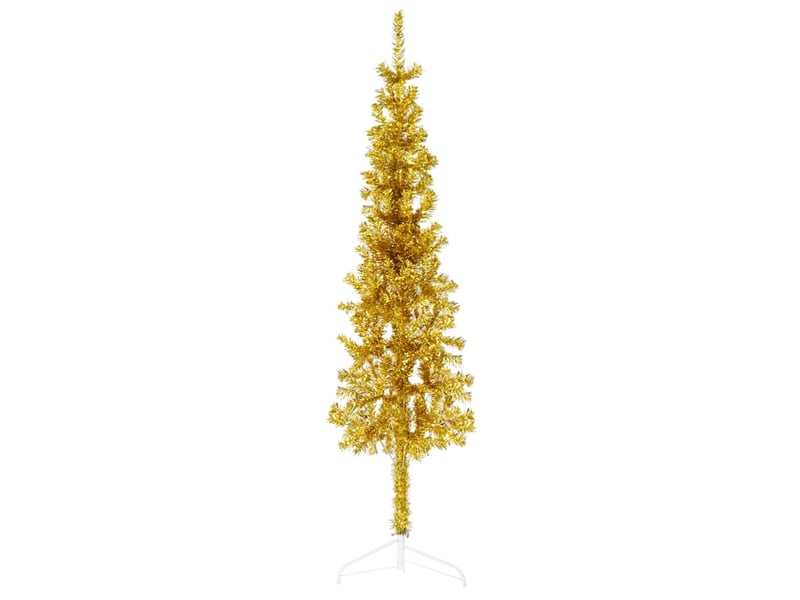  Demi sapin de noël, arbre de noël artificiel mince avec support doré 150 cm  - Conforama B