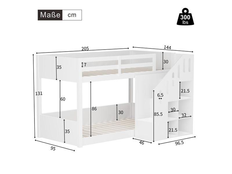  Lit superposé enfant 90x200 avec escalier et rangement cravdom  - Conforama E