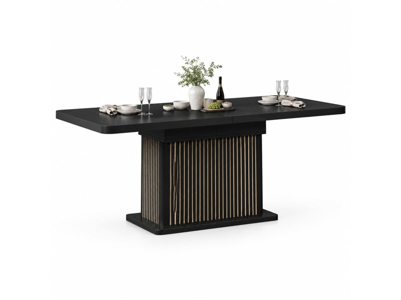  Table à manger extensible 120-160 cm avec rangement intégré noir homvra  - Conforama A