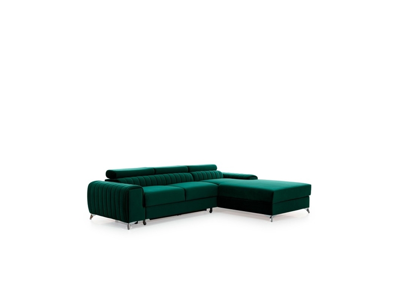 Canapé d'angle droit vert émeraude convertible 3 places jayson assise haute résilience - Conforama D