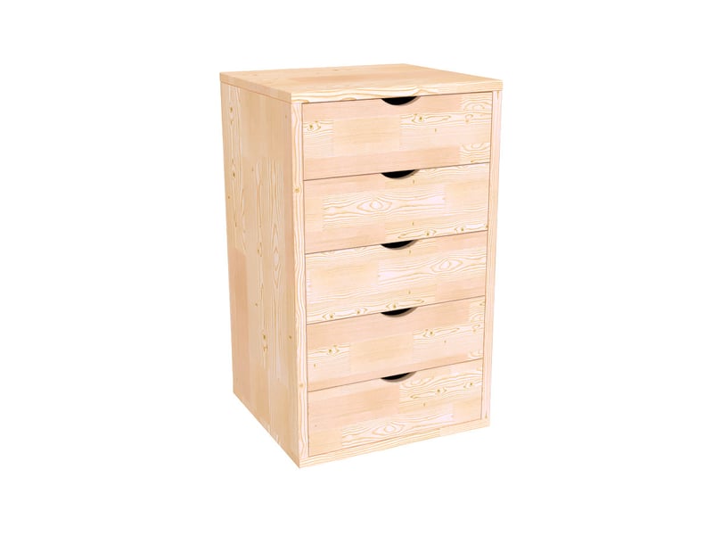  Caisson à tiroirs 5 en bois massif, brut (sans vernis) BLOC5T-B - Conforama A