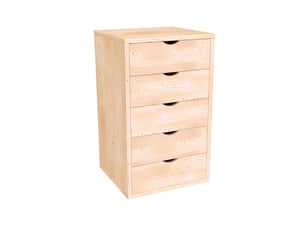Caisson à tiroirs 5 en bois massif, brut (sans vernis)
