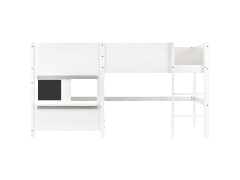  Lit enfant 90 x 200 cm,lit superposé avec tableau noir,étagère,échelle et garde-corps,blanc lit enfant blanc - Conforama D