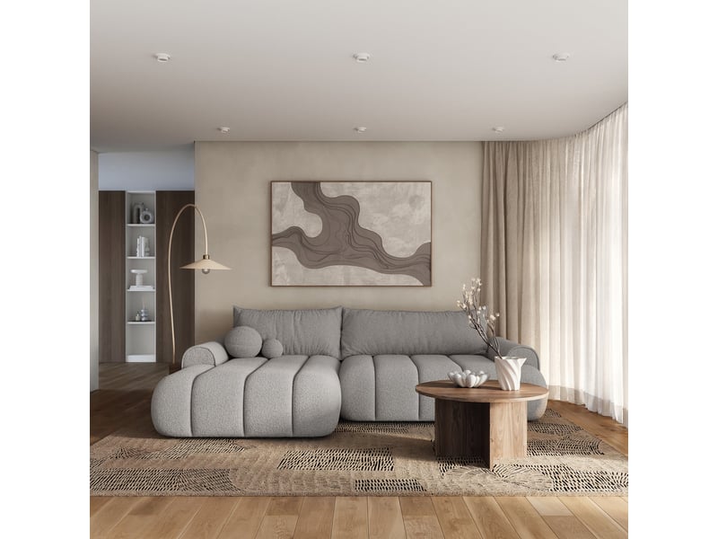  Selsey dandelino - canapé d'angle convertible - en bouclette gris clair avec revêtement - côté gauche DANDELINO - Conforama B