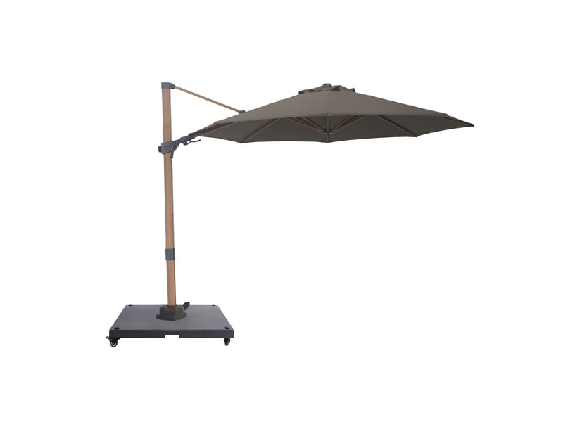  Axi solis parasol déporté rond avec pied de parasol, ø 300 cm, aspect boistaupe | pour le jardin terrasse avec armature thermolaquée | housse de protection inclus  - Conforama A