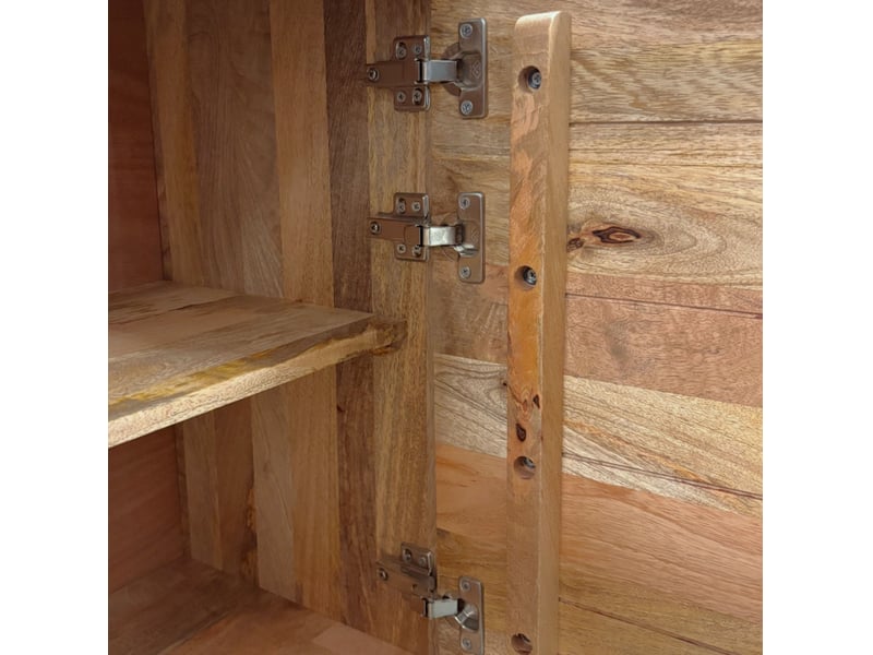  Buffet à 4 portes en bois de manguer masif naturel avec pieds en bois  - Conforama E