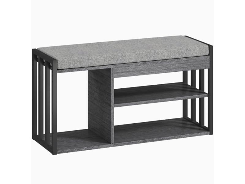  Banc à chaussures gris à 3 niveaux avec assise, rangement pour entrée, salon et chambre  - Conforama A