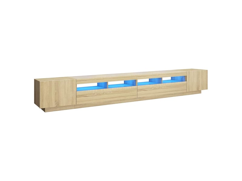 Meuble tv - banc tv - meuble de rangement avec lumières led chêne sonoma 300x35x40 cm - Conforama A