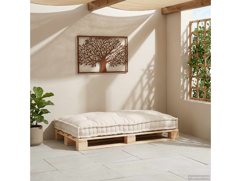  Coussin de canapé sur palette, coussin de chaise crème 120 x 80 x 12 cm tissu cf54215  - Conforama C