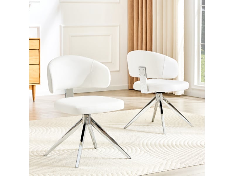 2 chaises pivotantes modernes avec dossier incurvé, assises rembourrées, cadre métal 4 pieds – salon et bureau  - Conforama B
