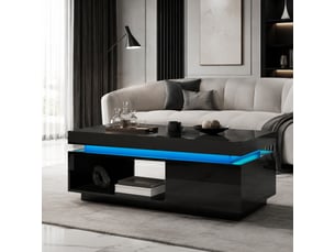 Table basse rectangulaire coloris noir LPOSPI - 50 cmx100 cm