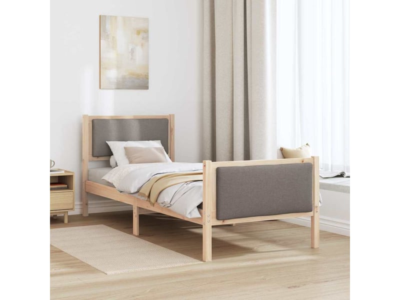 Lit simple- lit adulte - cadre de lit avec tête de lit taupe 80 x 200 cm tissu - Conforama C