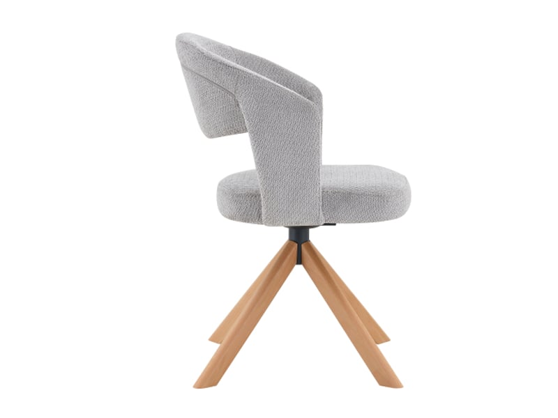  2 chaises pivotantes rétro-luxe, tissu gris, pieds bois massif, dossier incurvé, hauteur 81,5 cm, rotation 360° salon  - Conforama D