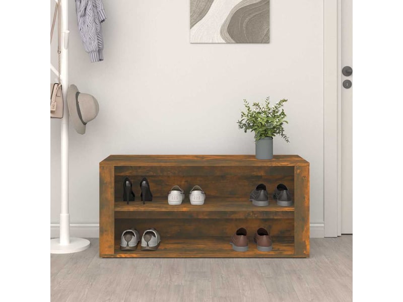  Meuble à chaussures, étagère à chaussures chêne fumé 100x35x45 cm bois d'ingénierie  - Conforama C
