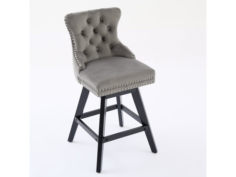  Lot de 2 tabourets de bar pivotants en velours gris W3223P403724 - Conforama B