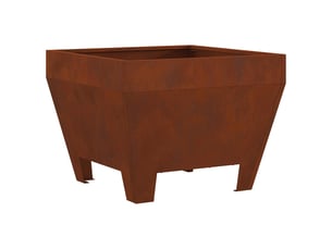 Brasero exterieur, foyer rouillé 50x50x38 cm acier patiné