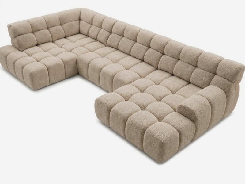 Bobochic canapé panoramique avance-recule électrique andre tissu texturé beige angle gauche ANDRE - Conforama A