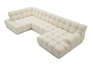Canapé d'angle gauche convertible <strong>BOBOCHIC</strong> <strong>ANDRE</strong> 4 places Tissu Beige