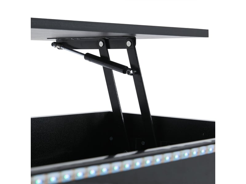  Table basse 100x50x40, noir laqué table basse salon, plateau relevable, rangement intégré, tiroir, led intégrées  - Conforama D