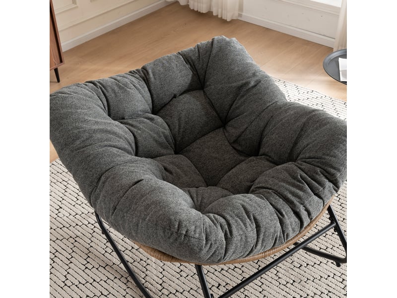 Fauteuil à bascule en chenille gris 102x98x77 cm - Conforama E