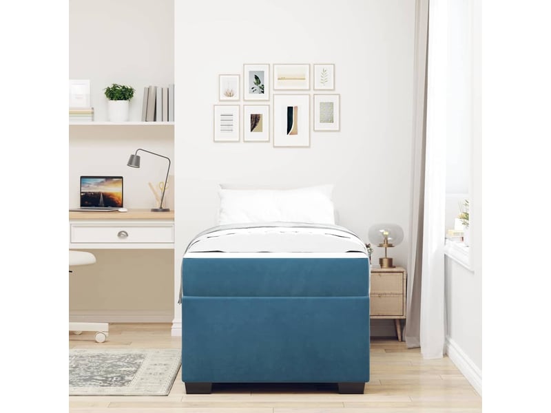  Lit simple- lit adulte -  cadre de lit avec matelas bleu 80 x 200 cm tissu  - Conforama B