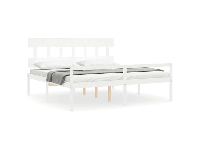 Lit double- lit adulte - lit pour personne âgée sans matelas blanc 200x200cm bois massif - Conforama A